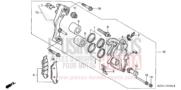 VORDERRAD-BREMSSATTEL von CR125R EXPLOSION RED (R254) von 2002