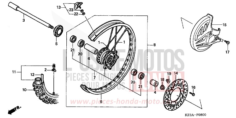 VORDERRAD von CR125R EXPLOSION RED (R254) von 2002