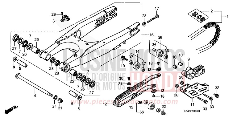 SCHWINGE von CR125R EXPLOSION RED (R254) von 2002