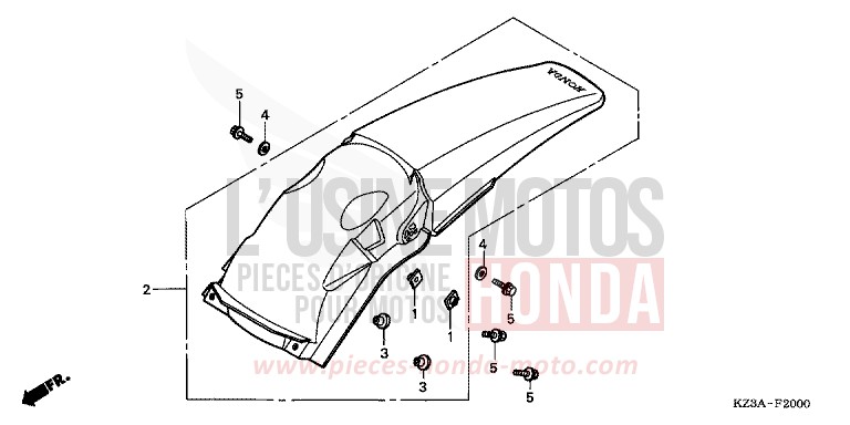 KOTFLUEGEL, HINTEN von CR125R EXPLOSION RED (R254) von 2002