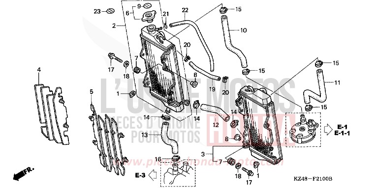 KUEHLER (CR125R2-4) von CR125R EXPLOSION RED (R254) von 2002