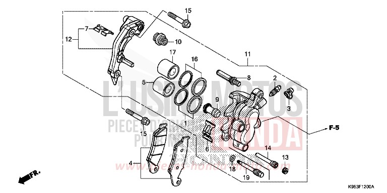 VORDERRAD-BREMSSATTEL von CRF250R EXTREME RED (R292) von 2019