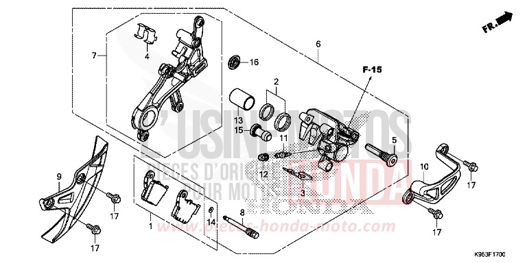 HINTERRAD-BREMSSATTEL von CRF250R EXTREME RED (R292) von 2019