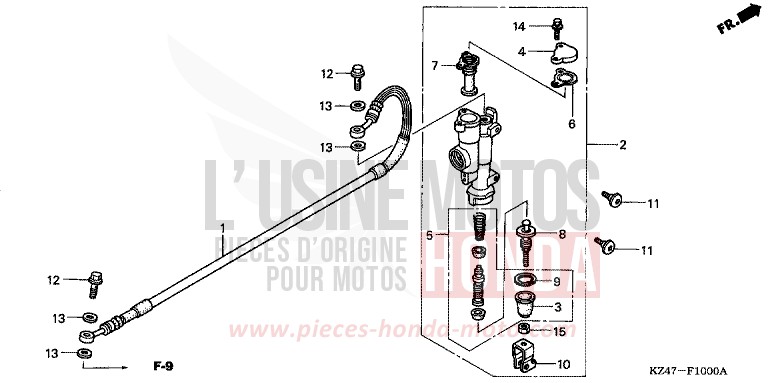 HAUPTBREMSE, HINTEN ZYLINDER von CR125R EXPLOSION RED (R254) von 2003