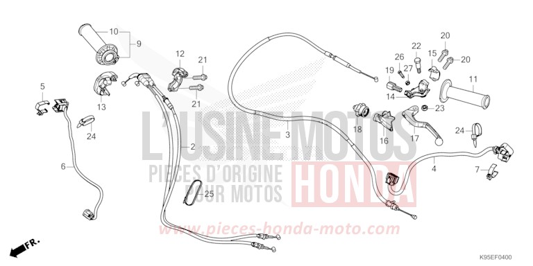 HEBELGRIFF/SCHALTER/KABEL von CRF250R EXTREME RED (R292) von 2022