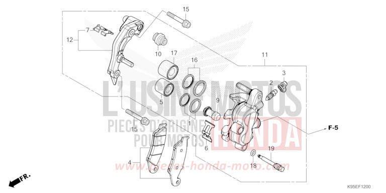 VORDERRAD-BREMSSATTEL von CRF250R EXTREME RED (R292) von 2022