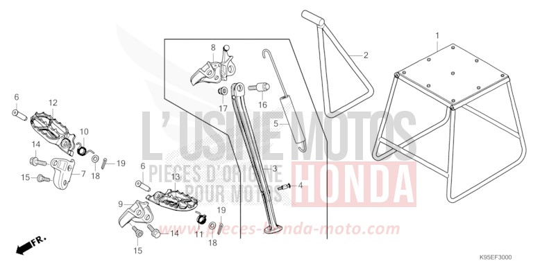 STUFE/STAENDER von CRF250R EXTREME RED (R292) von 2022