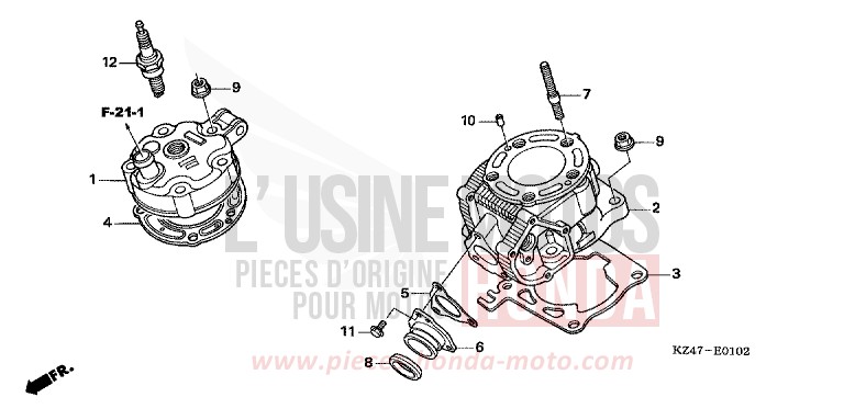 ZYLINDER/ZYLINDERKOPF (CR125R5-7) von CR125R EXTREME RED (R292) von 2005