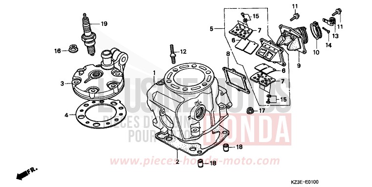 ZYLINDERKOPF von CR250R EXPLOSION RED (R254) von 2001