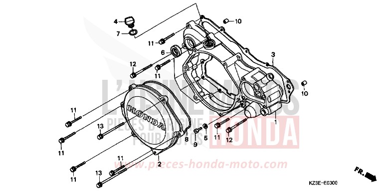 KURBELGEHAEUSEABDECKUNG von CR250R EXPLOSION RED (R254) von 2001