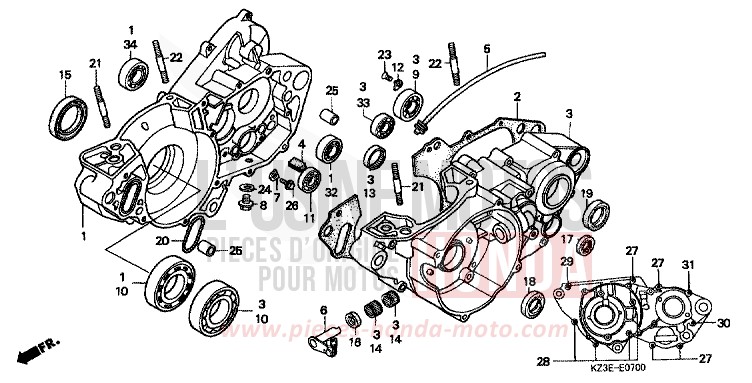 KURBELGEHAEUSE von CR250R EXPLOSION RED (R254) von 2001