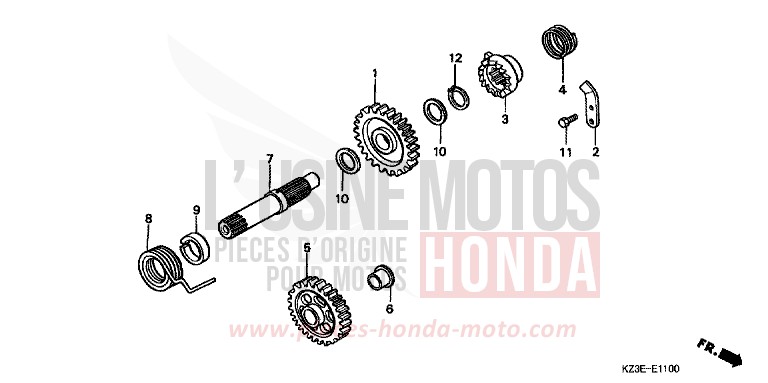 KICKSTARTERSPINDEL von CR250R EXPLOSION RED (R254) von 2001