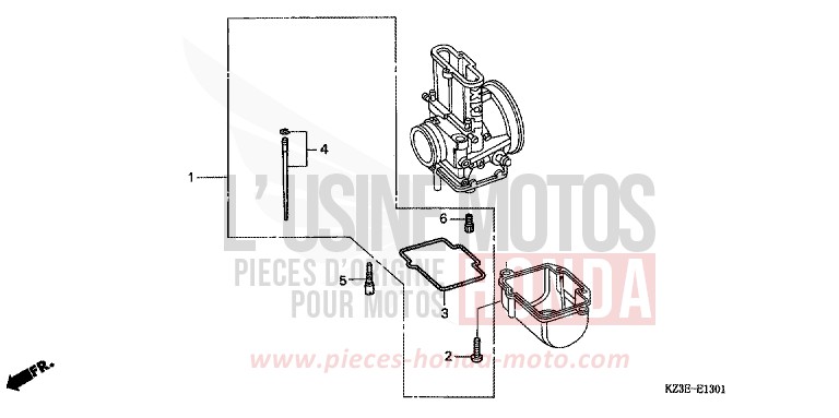 VERGASER O.P. (BAUSATZ) (2) von CR250R EXPLOSION RED (R254) von 2001