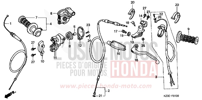 HEBELGRIFF von CR250R EXPLOSION RED (R254) von 2001