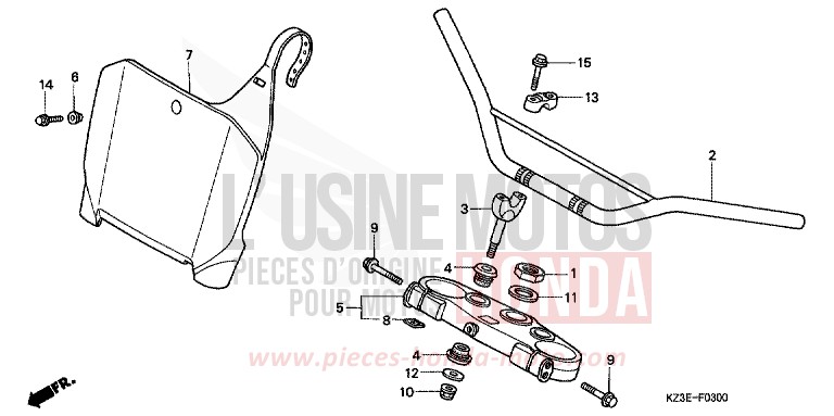 ROHRGRIFF von CR250R EXPLOSION RED (R254) von 2001