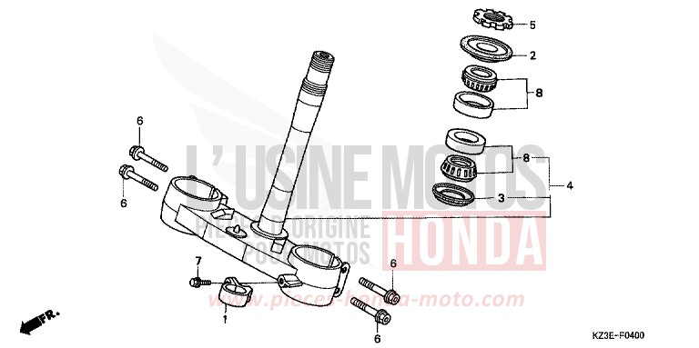 LENKSCHAFT von CR250R EXPLOSION RED (R254) von 2001