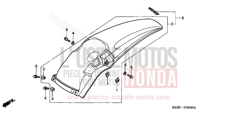 KOTFLUEGEL, HINTEN von CR250R EXPLOSION RED (R254) von 2001