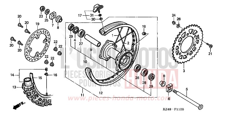 HINTERRAD von CR125R EXTREME RED (R292) von 2006