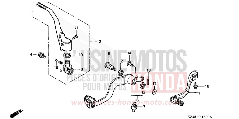 PEDAL/KICKSTARTER-ARM von CR125R EXTREME RED (R292) von 2006