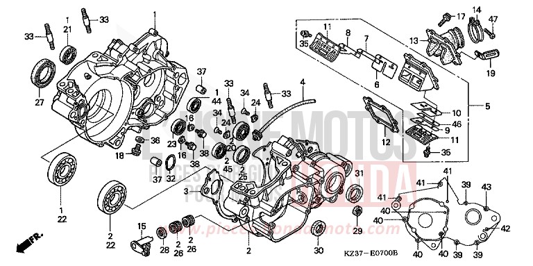 KURBELGEHAEUSE (CR250R2) von CR250R EXPLOSION RED (R254) von 2002