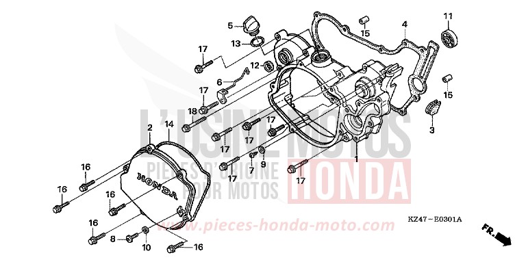 KURBELGEHAEUSEABDECKUNG (CR125R5-7) von CR125R EXTREME RED (R292) von 2007