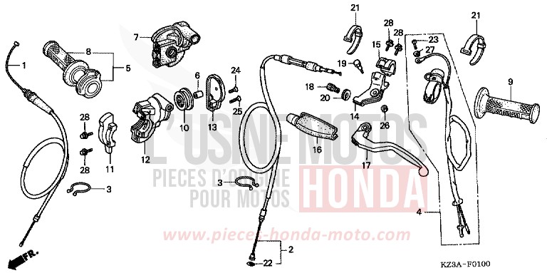 HEBELGRIFF/SCHALTER/KABEL (CR250R2,3) von CR250R EXPLOSION RED (R254) von 2002