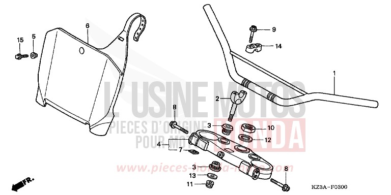 ROHRGRIFF/OBERE BRUECKE (CR250R2,3) von CR250R EXPLOSION RED (R254) von 2002