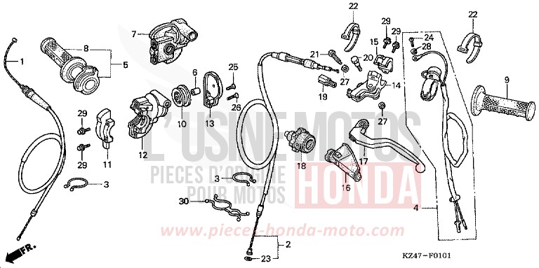 HEBELGRIFF/SCHALTER/KABEL (CR125R4-7) von CR125R EXTREME RED (R292) von 2007