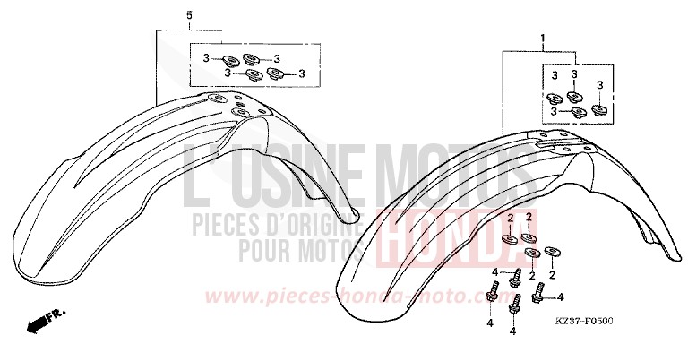 KOTFLUEGEL, VORNE von CR250R EXPLOSION RED (R254) von 2002