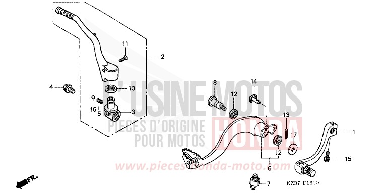 PEDAL von CR250R EXPLOSION RED (R254) von 2002