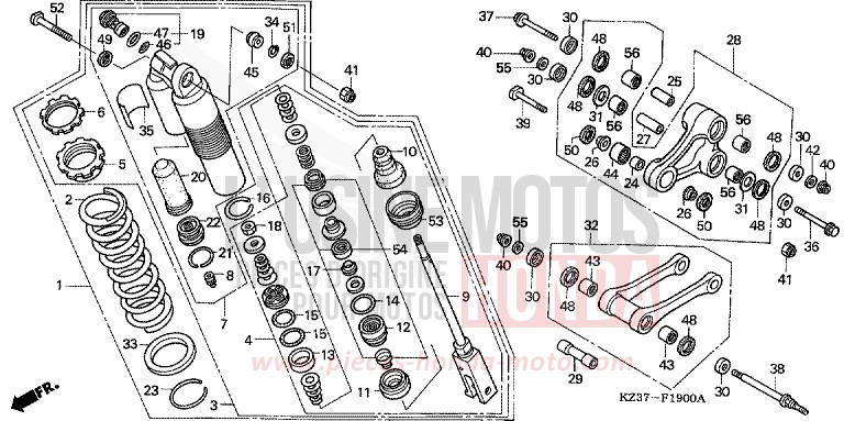 KISSEN, HINTEN von CR250R EXPLOSION RED (R254) von 2002