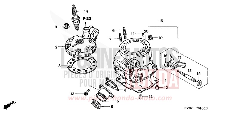 ZYLINDER/ZYLINDERKOPF (CR250R2-4) von CR250R EXPLOSION RED (R254) von 2003