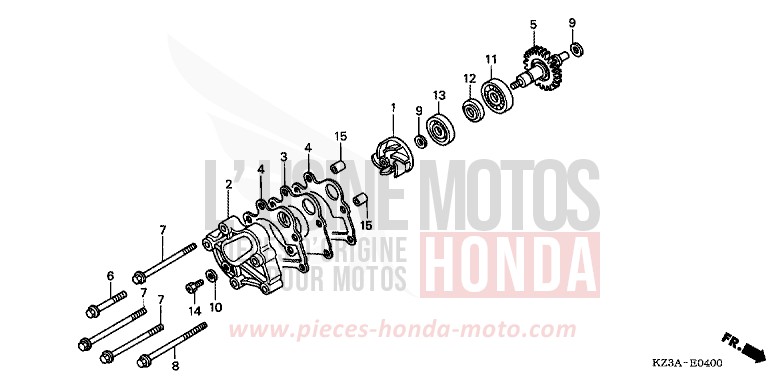 WASSERPUMPE von CR250R EXPLOSION RED (R254) von 2003