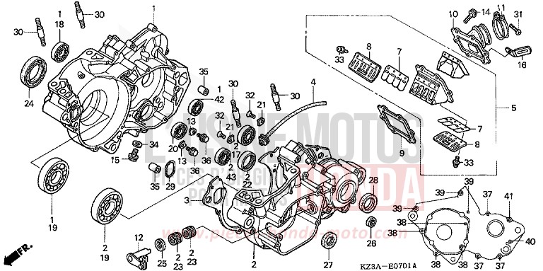 KURBELGEHAEUSE (CR250R3) von CR250R EXPLOSION RED (R254) von 2003