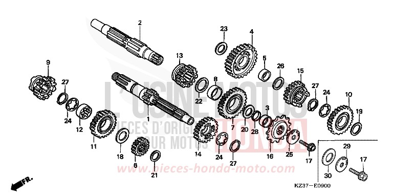 GETRIEBE von CR250R EXPLOSION RED (R254) von 2003