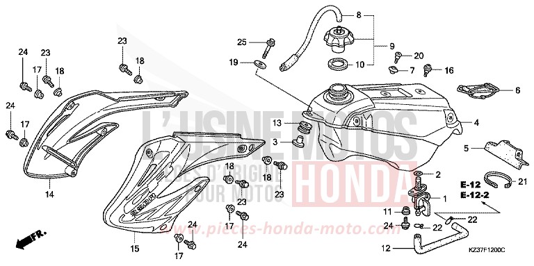 KRAFTSTOFFTANK von CR250R EXPLOSION RED (R254) von 2003