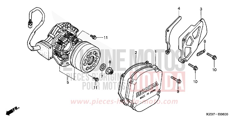 KURBELGEHAEUSEDECKEL, L./ GENERATOR von CR250R EXTREME RED (R292) von 2004