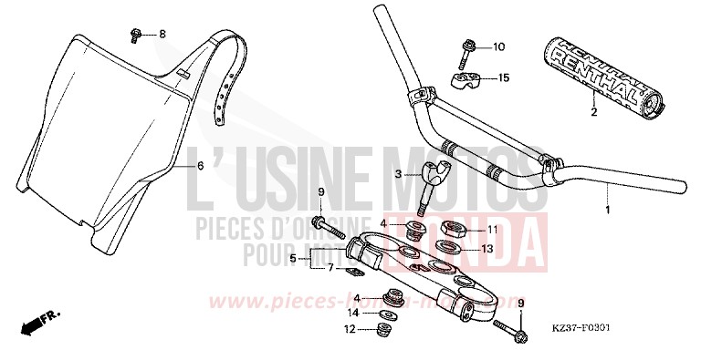 ROHRGRIFF/OBERE BRUECKE (CR250R4-7) von CR250R EXTREME RED (R292) von 2004