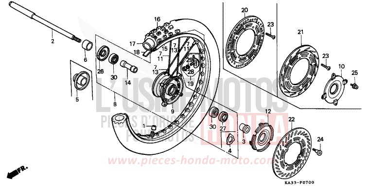 VORDERRAD von CR125R FLASH RED (R119) von 1984
