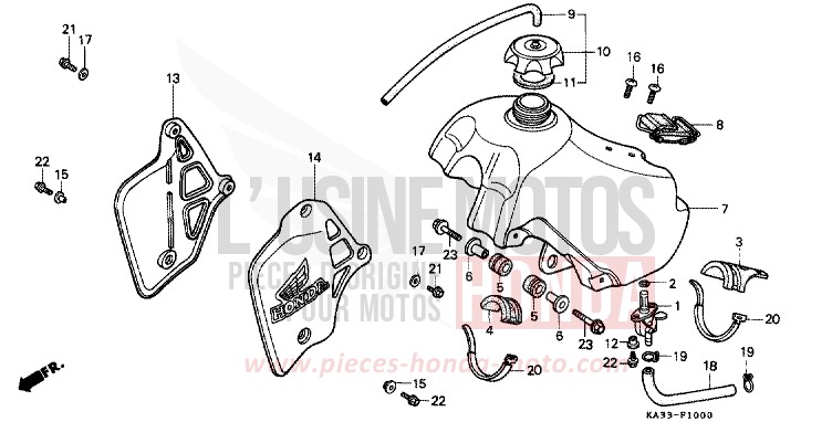 KRAFTSTOFFTANK (1) von CR125R FLASH RED (R119) von 1984