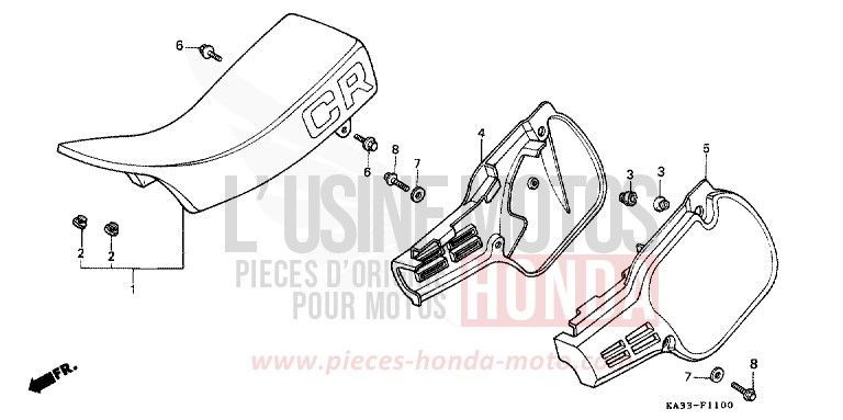 SITZ/SEITENABDECKUNG (1) von CR125R FLASH RED (R119) von 1984