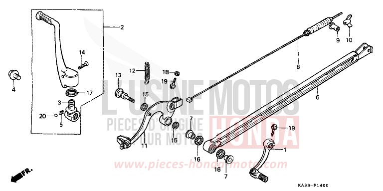 SCHALTPEDAL/BREMSPEDAL/KICKSTARTER-ARM (1) von CR125R FLASH RED (R119) von 1984