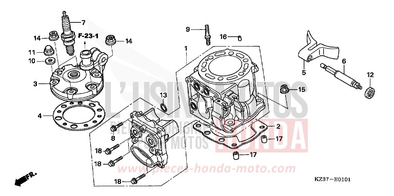 ZYLINDER/ZYLINDERKOPF (CR250R5-7) von CR250R EXTREME RED (R292) von 2007