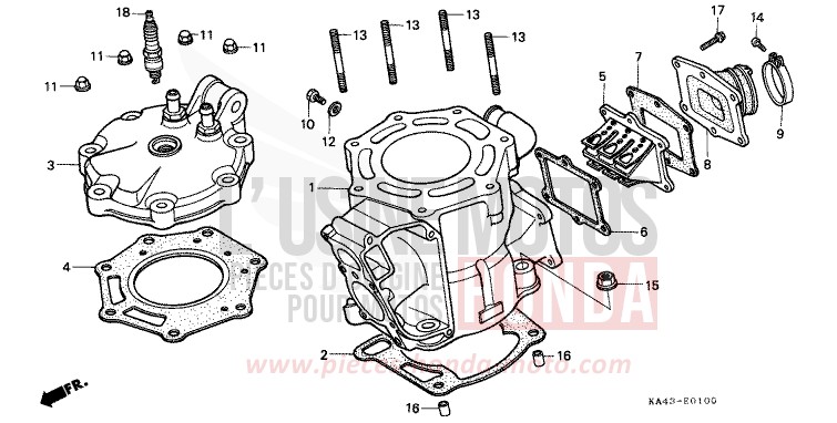 ZYLINDER/ZYLINDERKOPF (1) von CR250R FLASH RED (R119) von 1984