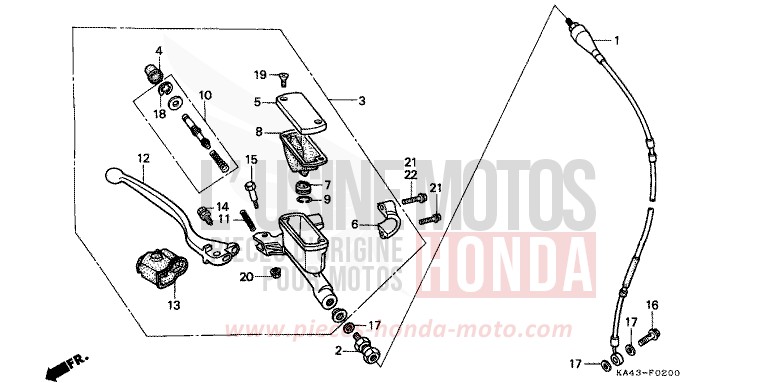 VORDERRADBREMSE HAUPTZYLINDER von CR250R FLASH RED (R119) von 1984