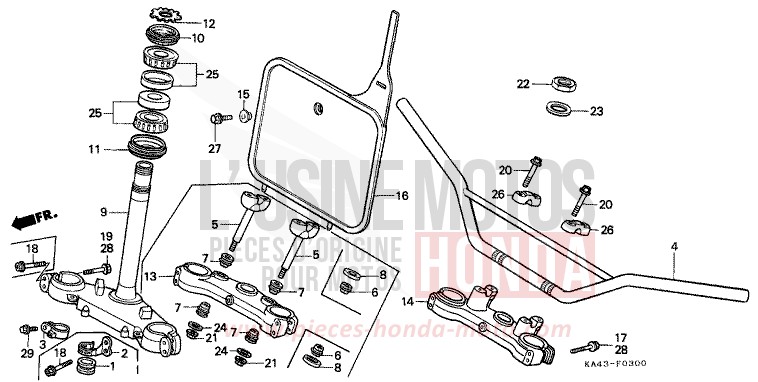 ROHRGRIFF/OBERE BRUECKE/ LENKSCHAFT von CR250R FLASH RED (R119) von 1984