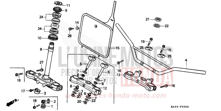 ROHRGRIFF/OBERE BRUECKE/ LENKSCHAFT von CR125R FLASH RED (R119) von 1985