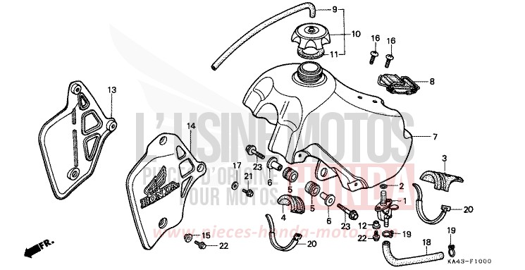 KRAFTSTOFFTANK (1) von CR250R FLASH RED (R119) von 1984
