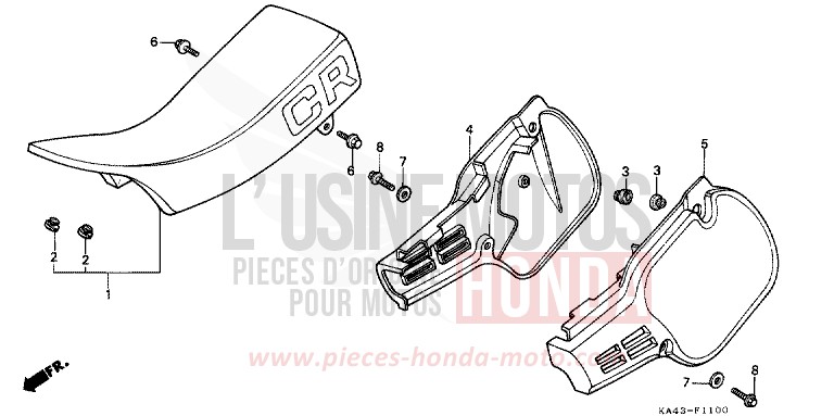 SITZ/SEITENABDECKUNG (1) von CR250R FLASH RED (R119) von 1984