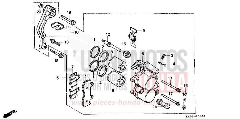 VORDERRAD-BREMSSATTEL (1) von CR125R FLASH RED (R119) von 1985